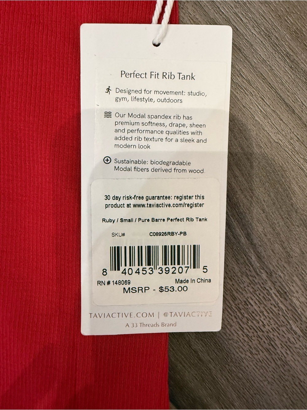 Pure Barre Red Ribbed Tank Top - Picture 3 of 5